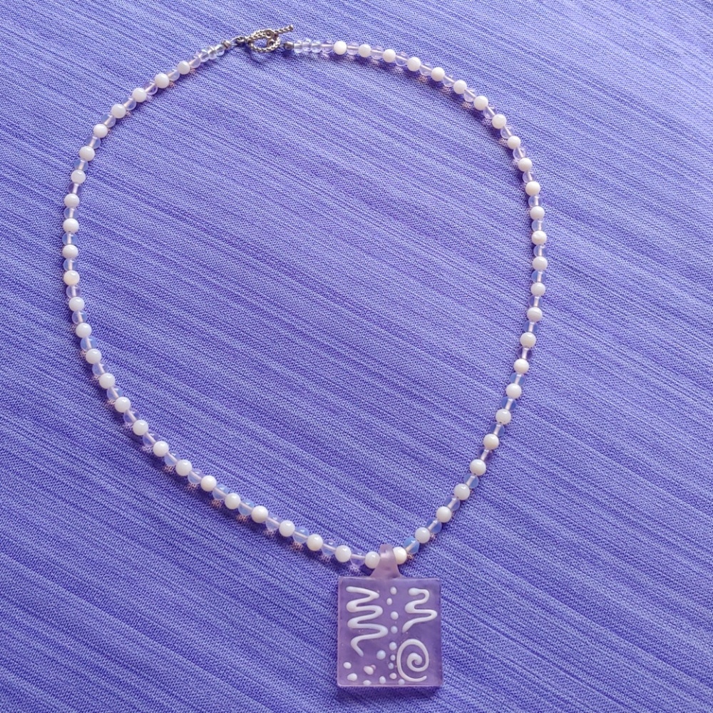 Pretty Pink Frosted Glass Necklace!!!